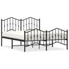 vidaXL Cadre de lit m&eacute;tal sans matelas avec pied de lit noir 150x200cm