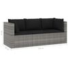 vidaXL Salon de jardin 4 pcs avec coussins r&eacute;sine tress&eacute;e gris