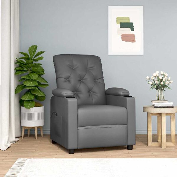 vidaXL Fauteuil Gris Similicuir