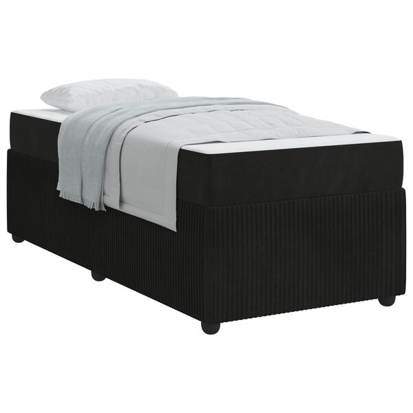 vidaXL Cadre de lit avec matelas Noir 90 x 190 cm tissu