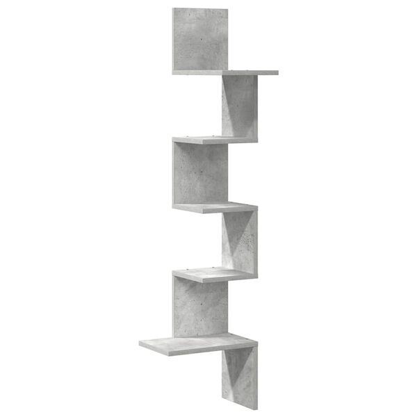 vidaXL &Eacute;tag&egrave;re murale d'angle gris b&eacute;ton 32x32x127,5cm bois ing&eacute;nierie