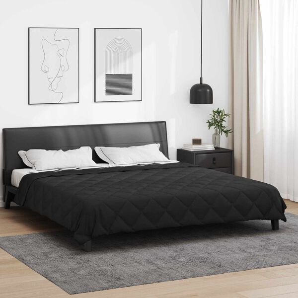 vidaXL Duvet complet toute l'ann&eacute;e Noir 200 x 200 cm Microfibre