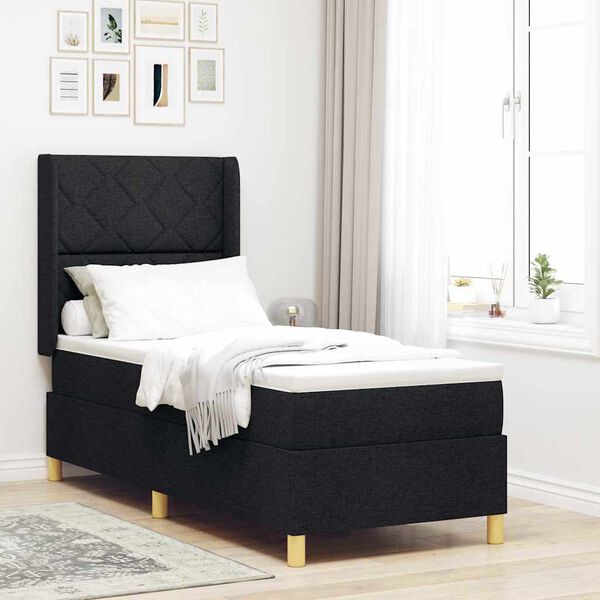 vidaXL Lit &agrave; Ressorts avec matelas Noir 80 x 200 cm tissu