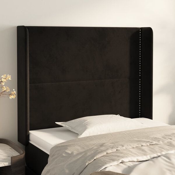 vidaXL T&ecirc;te de lit avec oreilles Noir 103x16x118/128 cm Velours