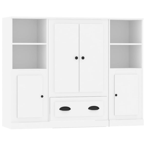 vidaXL Buffets 3 pcs blanc bois d'ing&eacute;nierie