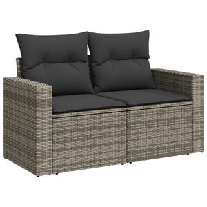 vidaXL Canap&eacute; de jardin 2 places avec coussins gris r&eacute;sine tress&eacute;e