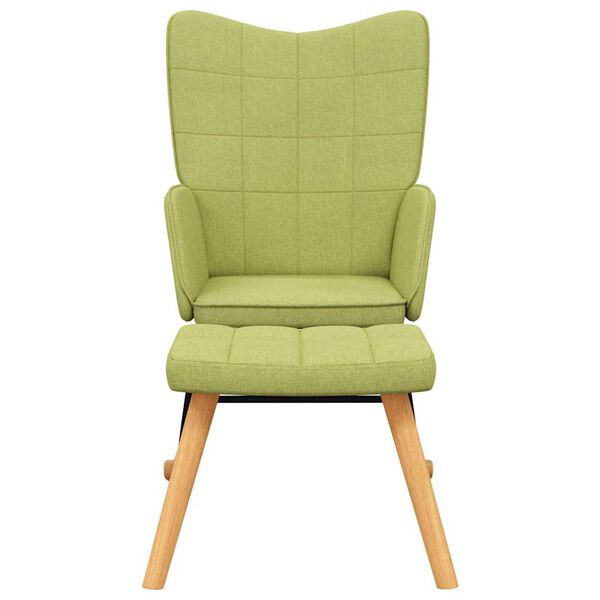 vidaXL Chaise &agrave; bascule avec tabouret Vert Tissu
