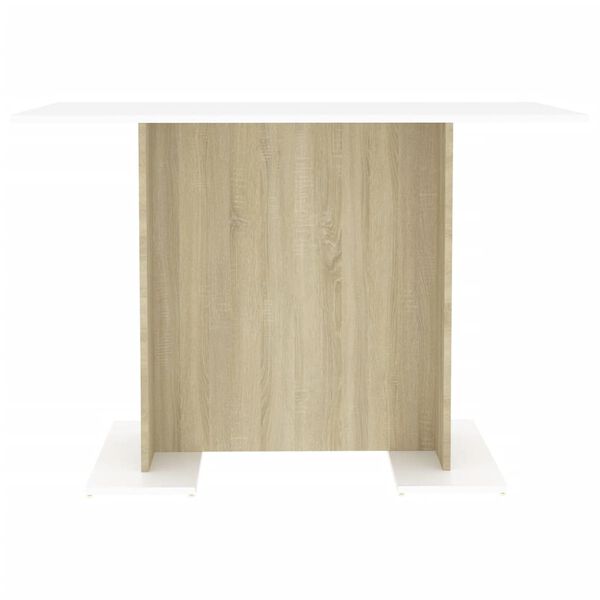 vidaXL Table &agrave; manger blanc et ch&ecirc;ne sonoma bois ing&eacute;nierie