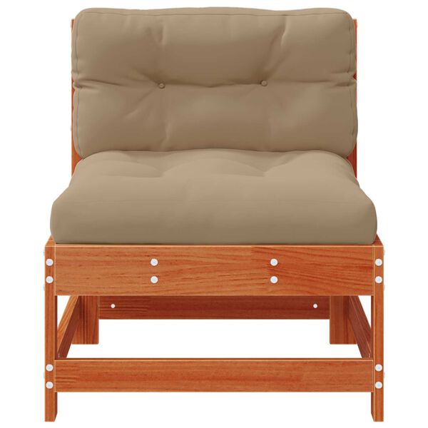 vidaXL Sofa de jardin milieu Pin massif Brun Cir&eacute;