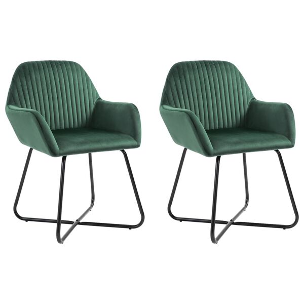 vidaXL Chaises &agrave; manger lot de 2 vert velours