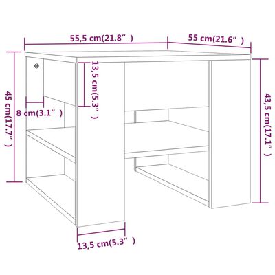vidaXL Table basse Blanc 55,5x55x45 cm Bois d'ingénierie