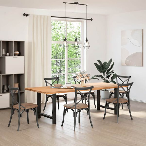 vidaXL Pieds de table &agrave; manger Noir 2 pi&egrave;ces 80 x (72-73) cm Acier