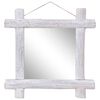 vidaXL Miroir &agrave; b&ucirc;ches Blanc 70x70 cm Bois de r&eacute;cup&eacute;ration massif