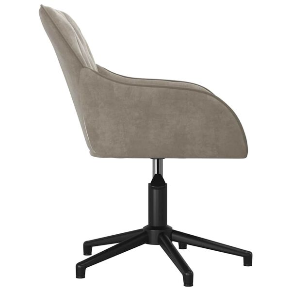 vidaXL Chaise pivotante de bureau Gris clair Velours