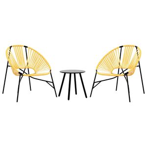 vidaXL Lot de 3 Chaise de jardin noir et jaune r&eacute;sine tress&eacute;e
