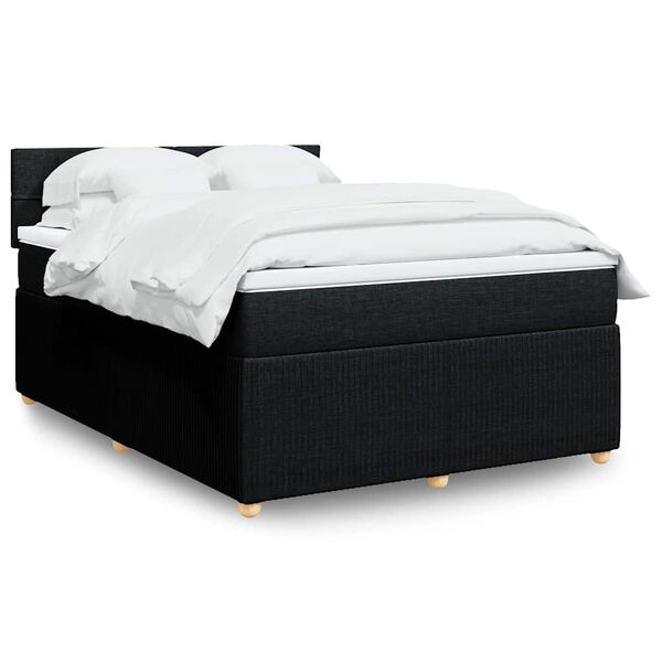 vidaXL Sommier &agrave; lattes de lit avec matelas Noir 160x200 cm Tissu