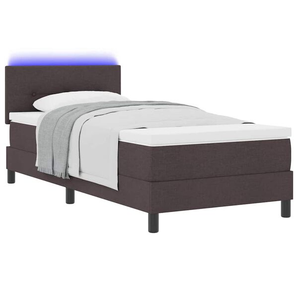 vidaXL Lit &agrave; ressorts avec matelas Marron fonc&eacute; 90 x 190 cm tissu