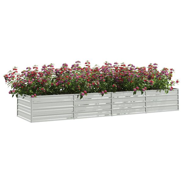 vidaXL Lit sur&eacute;lev&eacute; de jardin 320x80x45 cm Acier galvanis&eacute; Argent&eacute;
