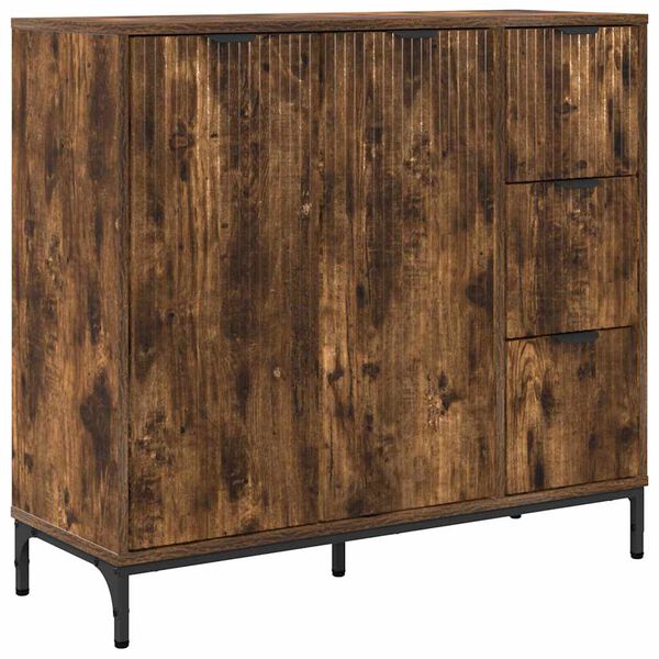vidaXL Buffet Ch&ecirc;ne fum&eacute; 89,5 x 33 x 82 cm Bois d'ing&eacute;nierie