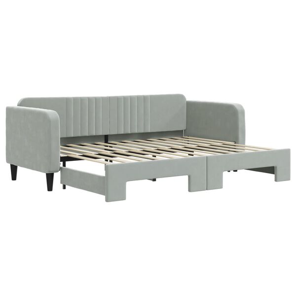vidaXL Lit de jour avec gigogne sans matelas gris clair 80x200 cm