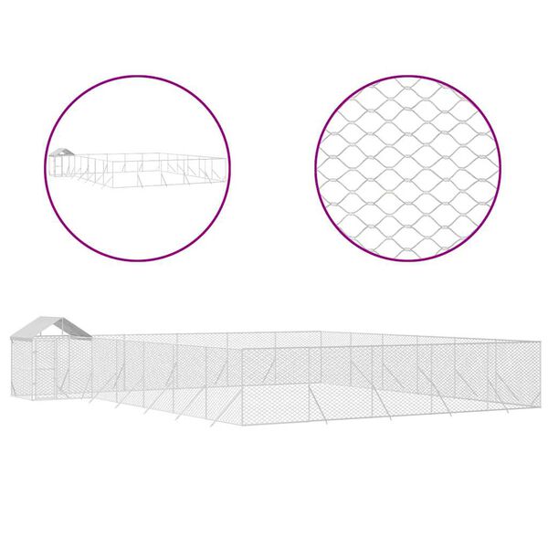 vidaXL Chenil d'ext&eacute;rieur pour chiens avec toit argent&eacute; 12x12x2,5 m