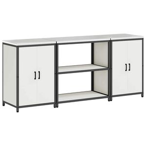 vidaXL Ensemble de rangement cuisine 3 pcs Blanc Acier lamin&eacute; &agrave; froid