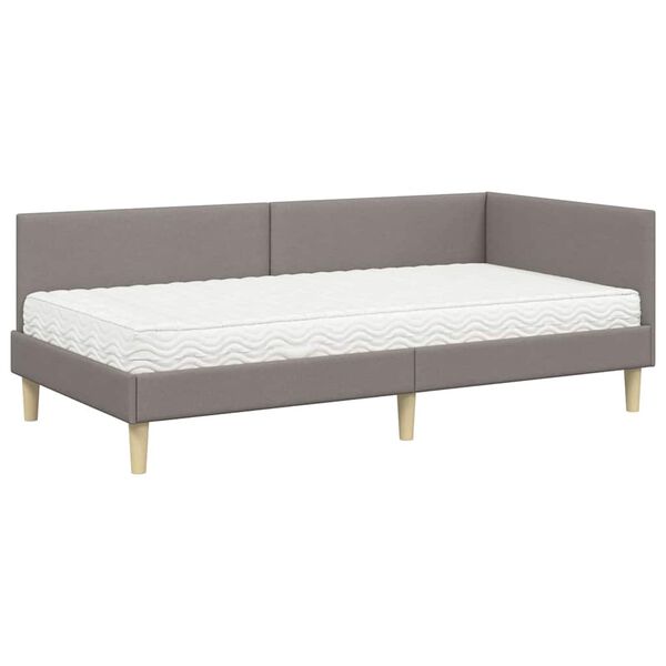 vidaXL Cadre de lit d'angle avec matelas Autre 2 pcs Taupe tissu