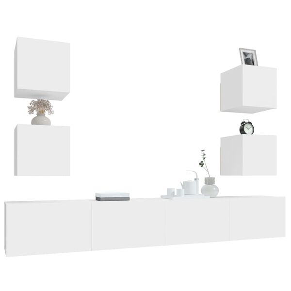 vidaXL Ensemble de meubles TV 6 pcs Blanc Bois d'ing&eacute;nierie
