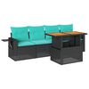 vidaXL Salon de jardin 5 pcs avec coussins noir résine tressée