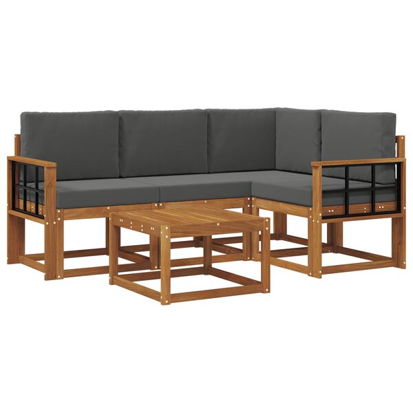 vidaXL Ensemble de canap&eacute;s d'ext&eacute;rieur 5 pcs Naturel et Anthracite