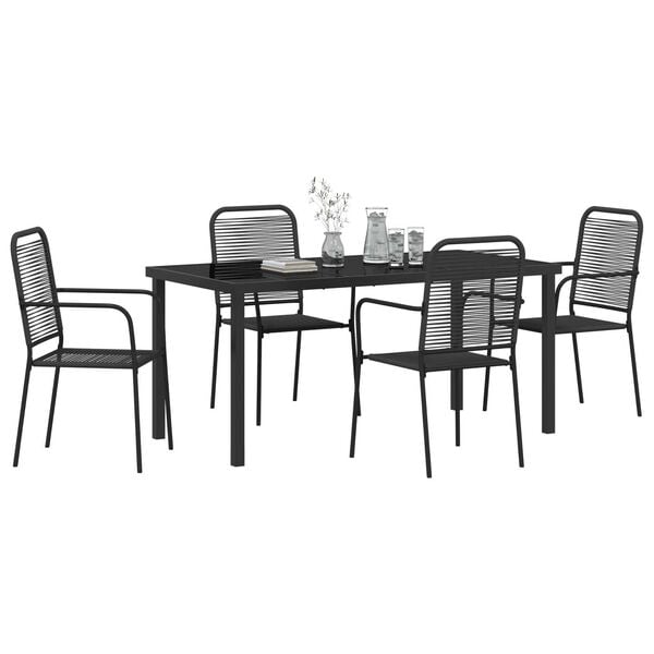 vidaXL Ensemble de salle &agrave; manger pour jardin 5 pcs Noir