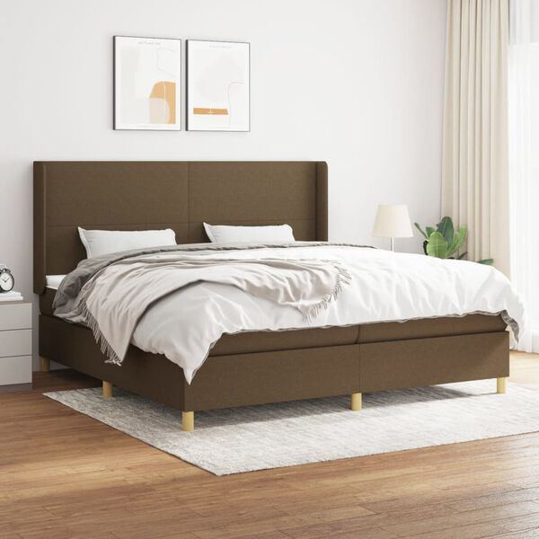 vidaXL Sommier &agrave; lattes de lit avec matelas Marron fonc&eacute; 200x200 cm