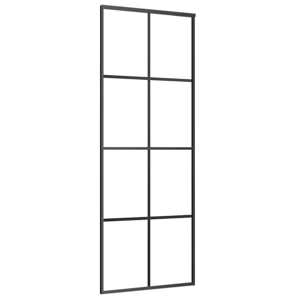 vidaXL Porte coulissante Aluminium et verre ESG 76x205 cm Noir