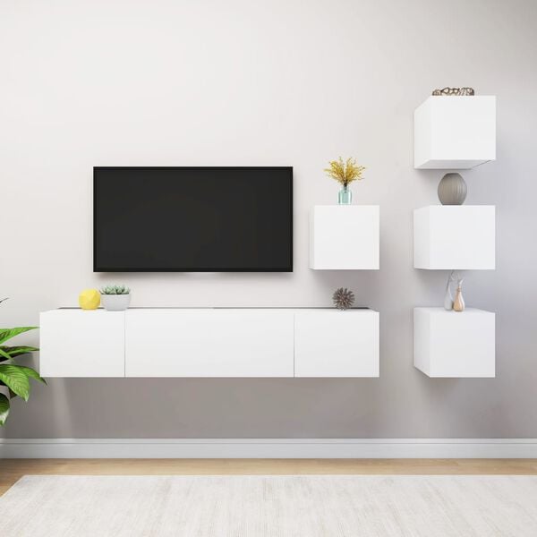 vidaXL Ensemble de meuble TV 6 pcs Blanc Bois d'ingénierie