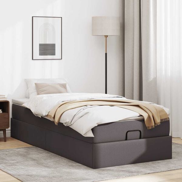 VidaXL Cadre de lit ottoman avec matelas gris 90x190 cm similicuir
