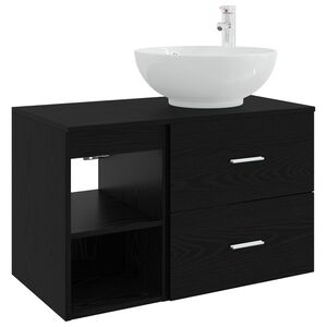 vidaXL Ensemble de mobilier de salle de bain 2 pcs Ch&ecirc;ne noir