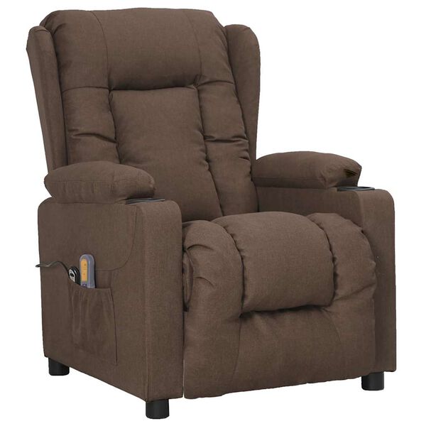 vidaXL Fauteuil de massage Taupe Tissu