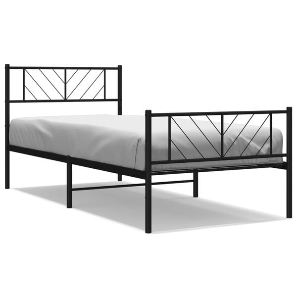 vidaXL Cadre de lit m&eacute;tal sans matelas avec pied de lit noir 80x200 cm