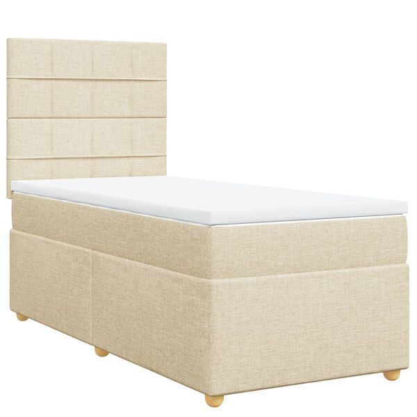 vidaXL Sommier &agrave; lattes de lit avec matelas Cr&egrave;me 80x200 cm Tissu