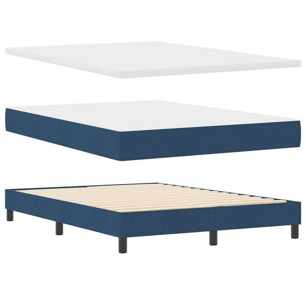 vidaXL Lit &agrave; ressorts avec matelas Bleu 160 x 200 cm tissu