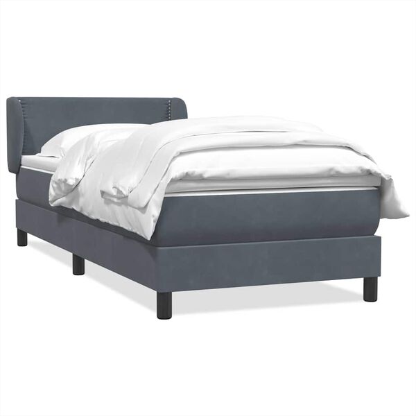 vidaXL Sommier &agrave; lattes de lit et matelas gris fonc&eacute; 90x220 cm velours