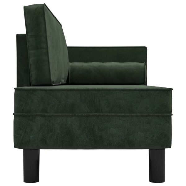 vidaXL Chaise longue avec coussins et traversin vert fonc&eacute; velours