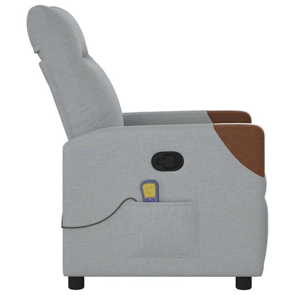 vidaXL Fauteuil de massage inclinable Gris clair Tissu