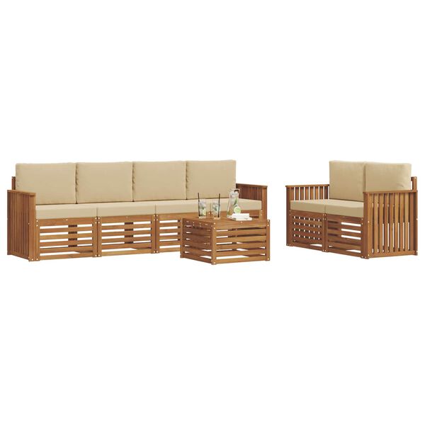 vidaXL Ensemble de canap&eacute;s d'ext&eacute;rieur avec coussin Naturel et Beige