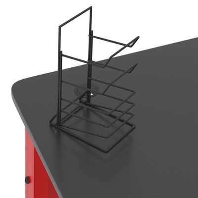 vidaXL Bureau de jeu et pieds en forme de K Noir et rouge 110x60x75 cm