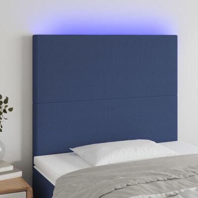 vidaXL Tête de lit à LED Bleu 100x5x118/128 cm Tissu