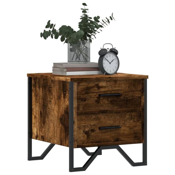 vidaXL Table de chevet ch&ecirc;ne fum&eacute; 40x41x40 cm bois d'ing&eacute;nierie
