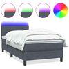vidaXL Sommier &agrave; lattes de lit et matelas et LED gris fonc&eacute; 100x220cm velours