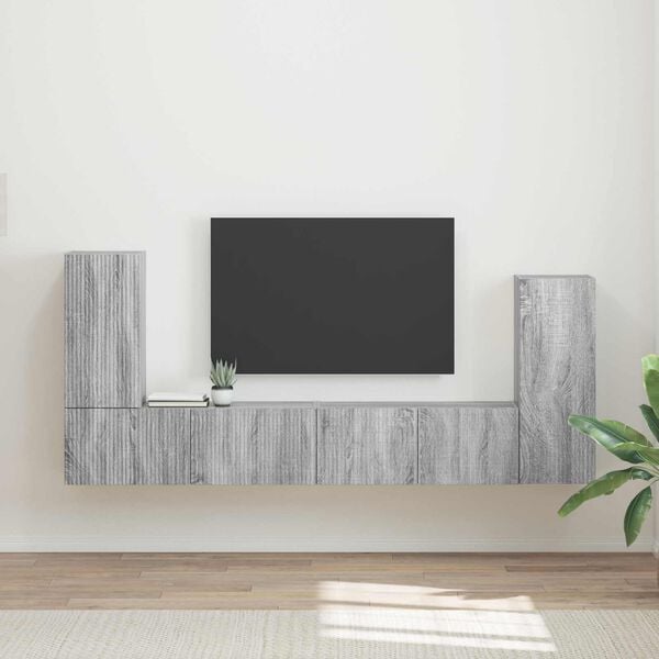 vidaXL Ensemble meuble TV 4 pcs Gris Sonoma Bois d'ing&eacute;nierie