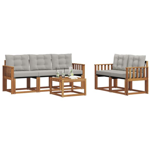 vidaXL Ensemble de canap&eacute;s d'ext&eacute;rieur 6 pcs Gris Naturel et Clair